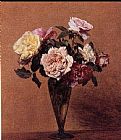 Henri Fantin-latour Canvas Paintings - Roses in a Vase II
